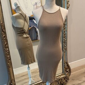 H&M Beige Ribbed Backless Dress